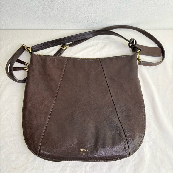 FOSSIL Gwen Hobo Expandable Leather and Suede Large Crossbody Shoulder Bag Purse - Picture 6 of 16